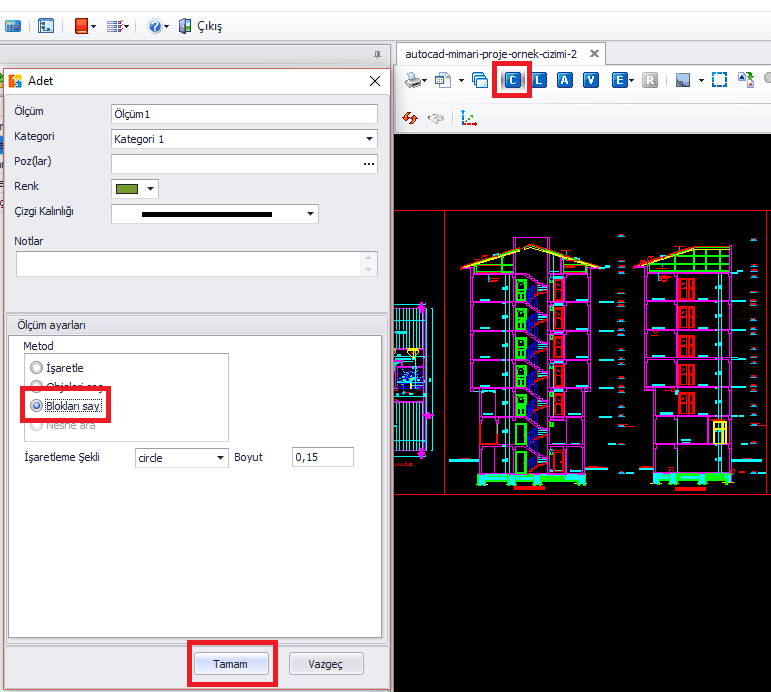 Autocad Projesindeki Blokları Saydırma