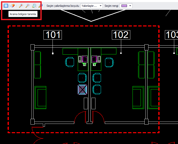 Autocad Projesindeki Belli Bir Bölgedeki Nesneleri Saydırma