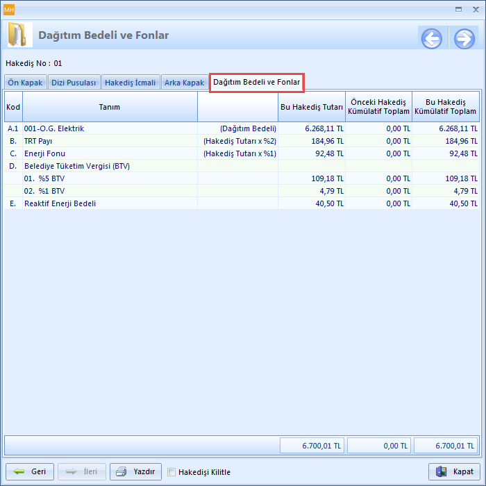 Elektrik Alımları Hakedişi - Dağıtım Bedeli ve Fonlar