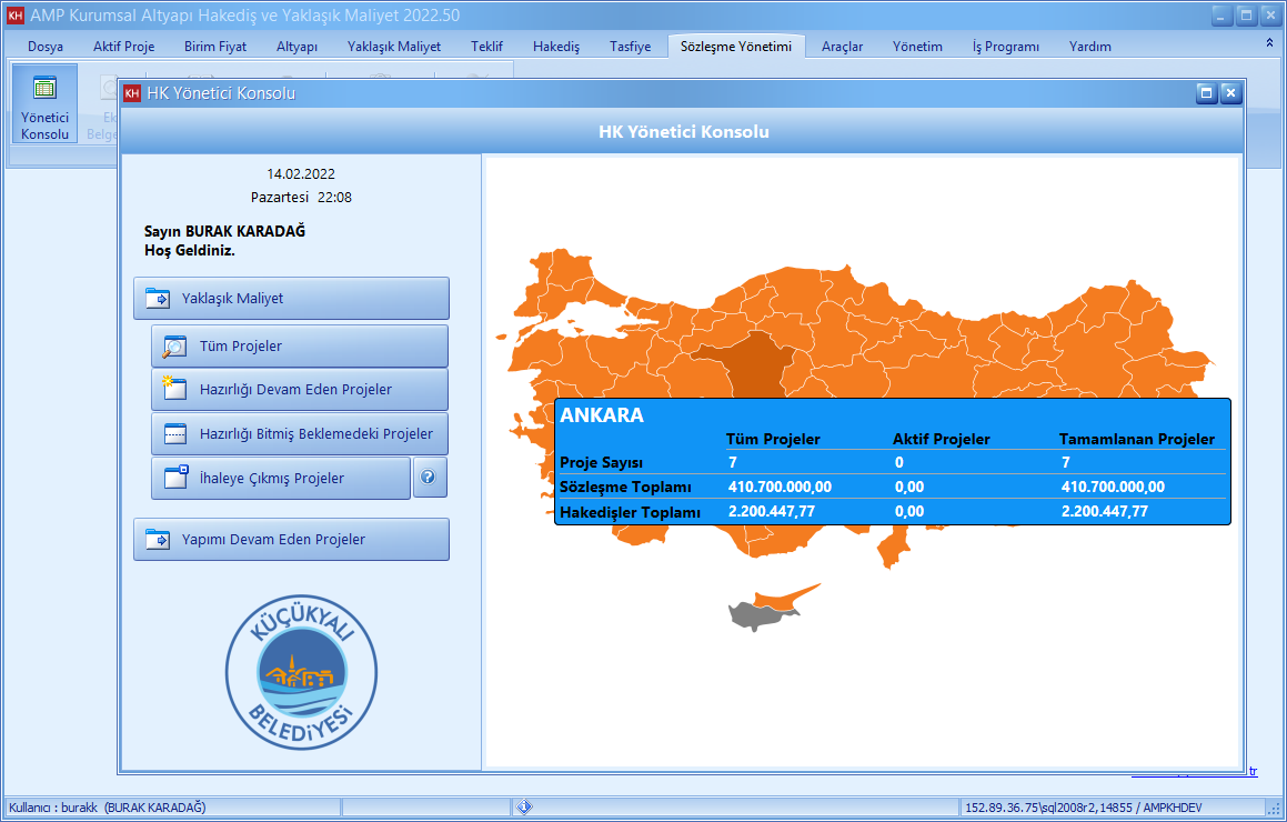 Yönetici Konsolu Şehir Takibi