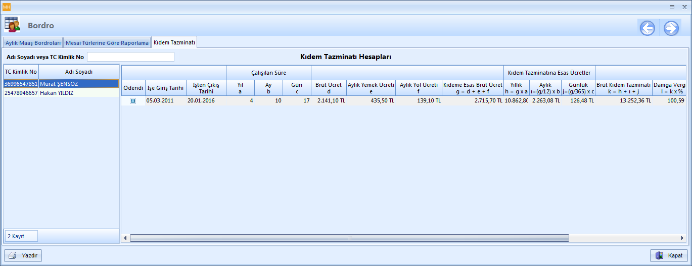 Kıdem Tazminatı Hesabı